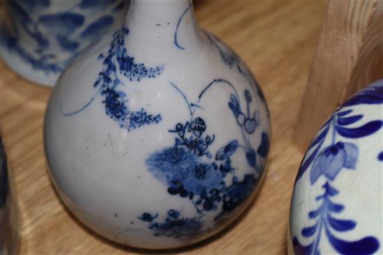 A group of 19th century Chinese and Japanese blue and white vases, vessels, etc. Tallest 25cm